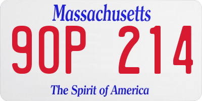 MA license plate 9OP214