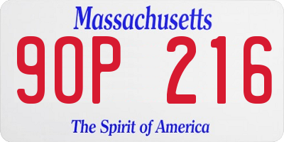 MA license plate 9OP216