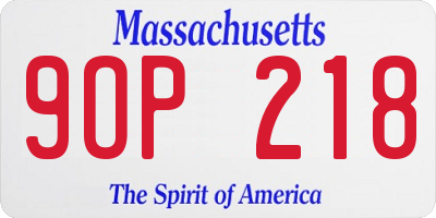 MA license plate 9OP218