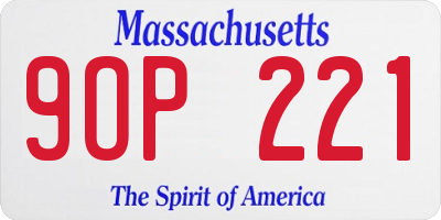 MA license plate 9OP221
