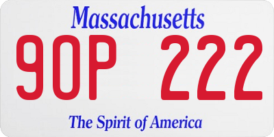 MA license plate 9OP222