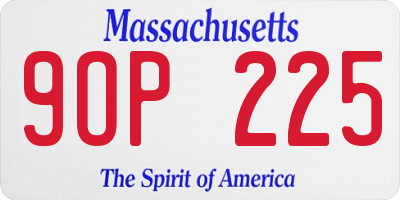 MA license plate 9OP225