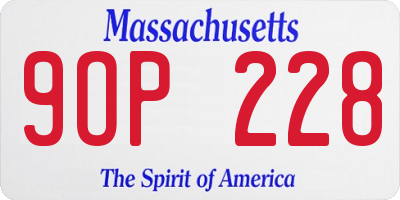 MA license plate 9OP228