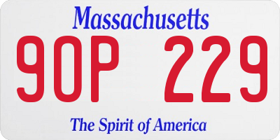 MA license plate 9OP229