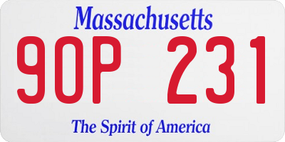 MA license plate 9OP231