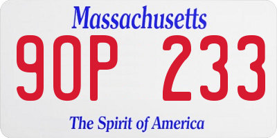 MA license plate 9OP233