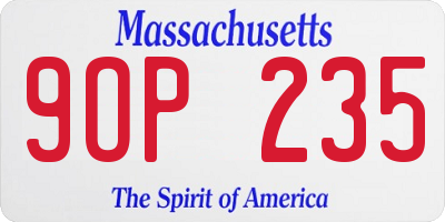 MA license plate 9OP235