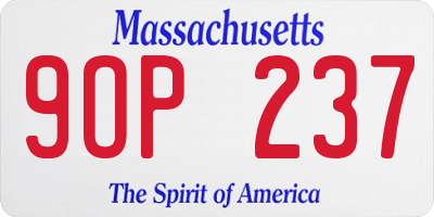 MA license plate 9OP237