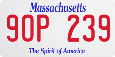 MA license plate 9OP239
