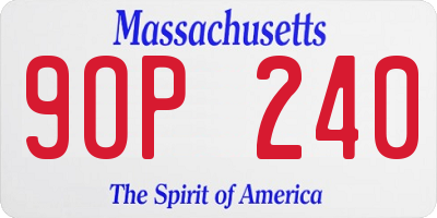 MA license plate 9OP240