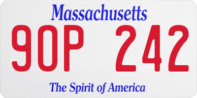 MA license plate 9OP242