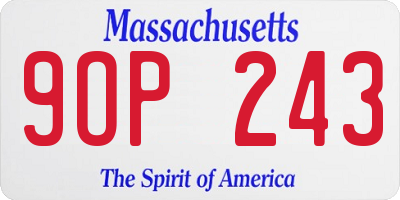 MA license plate 9OP243