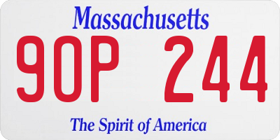 MA license plate 9OP244