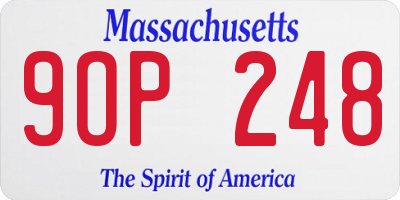 MA license plate 9OP248