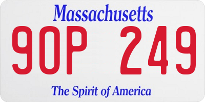 MA license plate 9OP249
