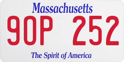 MA license plate 9OP252