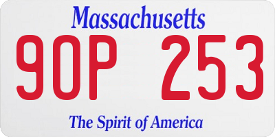 MA license plate 9OP253