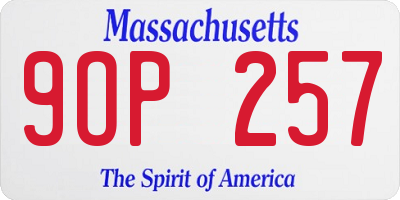 MA license plate 9OP257