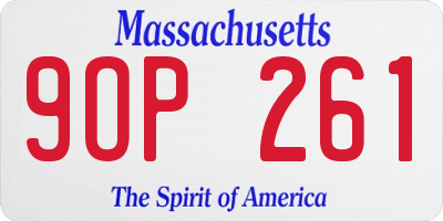 MA license plate 9OP261