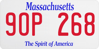 MA license plate 9OP268