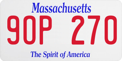 MA license plate 9OP270