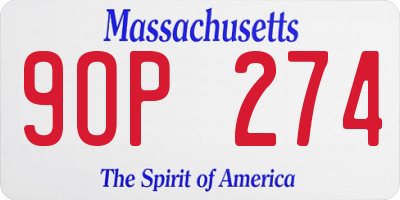 MA license plate 9OP274