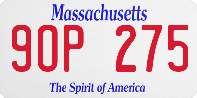 MA license plate 9OP275