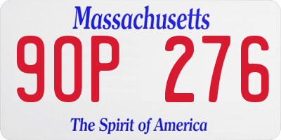 MA license plate 9OP276