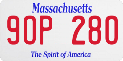 MA license plate 9OP280