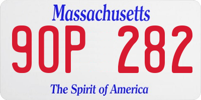 MA license plate 9OP282