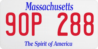 MA license plate 9OP288