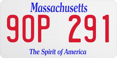 MA license plate 9OP291