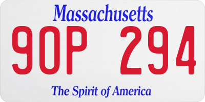 MA license plate 9OP294