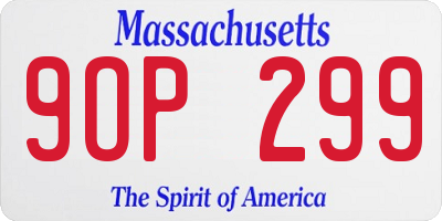 MA license plate 9OP299