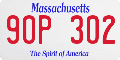 MA license plate 9OP302