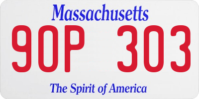 MA license plate 9OP303