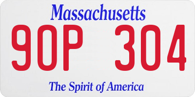 MA license plate 9OP304