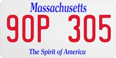 MA license plate 9OP305