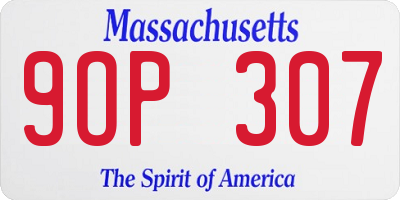 MA license plate 9OP307