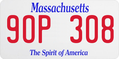 MA license plate 9OP308