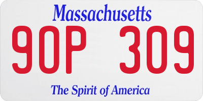 MA license plate 9OP309