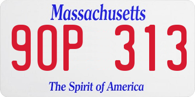 MA license plate 9OP313
