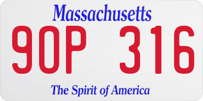 MA license plate 9OP316