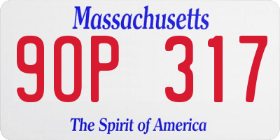MA license plate 9OP317