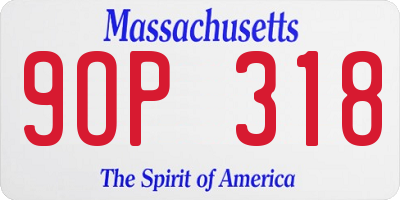 MA license plate 9OP318