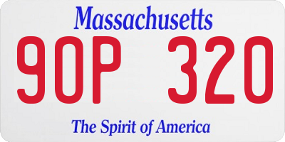 MA license plate 9OP320