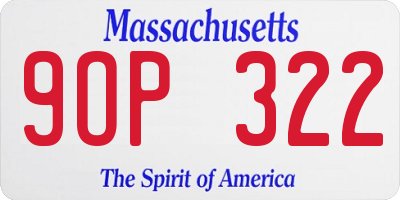 MA license plate 9OP322