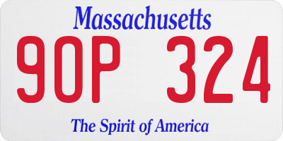 MA license plate 9OP324