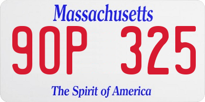 MA license plate 9OP325