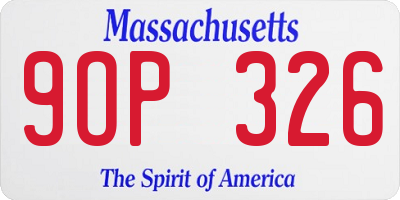 MA license plate 9OP326